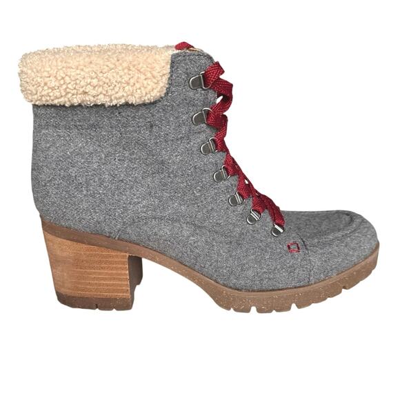 Kork-Ease Shoes - Kork Ease Evie Womens Size 10M Ankle Boots Gray Felted Wool Lace Up Bootie Heel